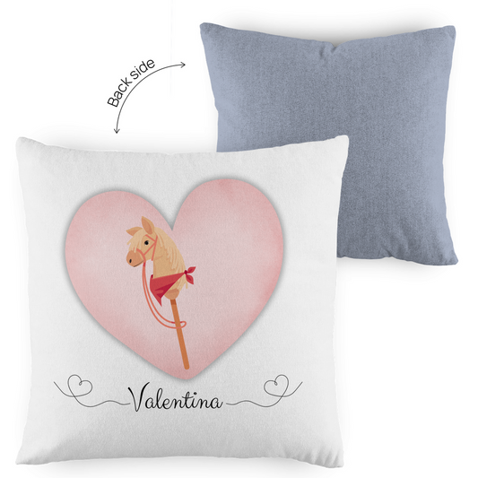 Kopfkissen zweifarbig Hobby Horse HERZ (personalisierbar)
