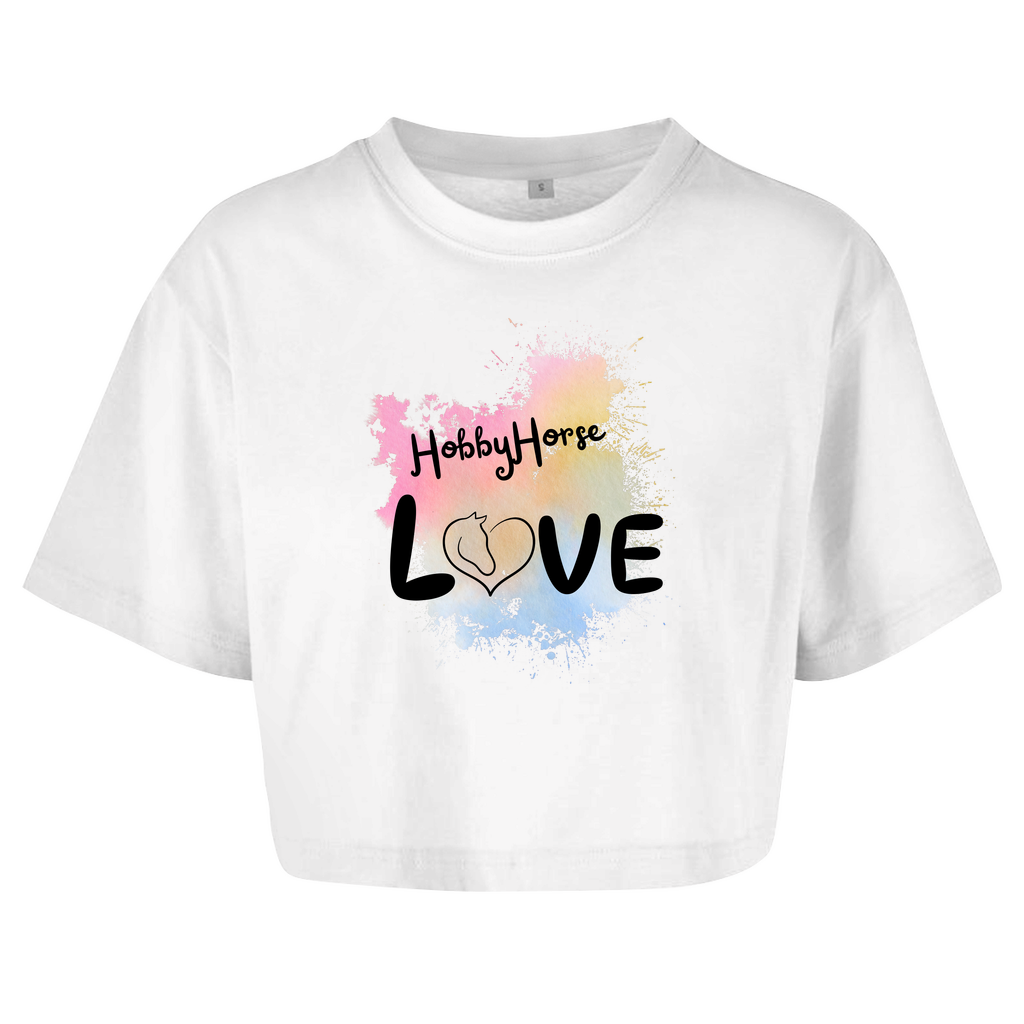 Damen Oversize Crop Top Hobby Horse LOVE
