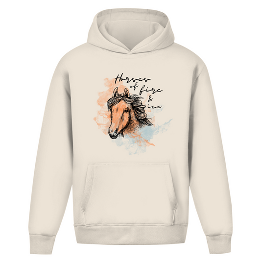 Oversize Hoodie ohne Kordel - Islandpferd FIRE & ICE