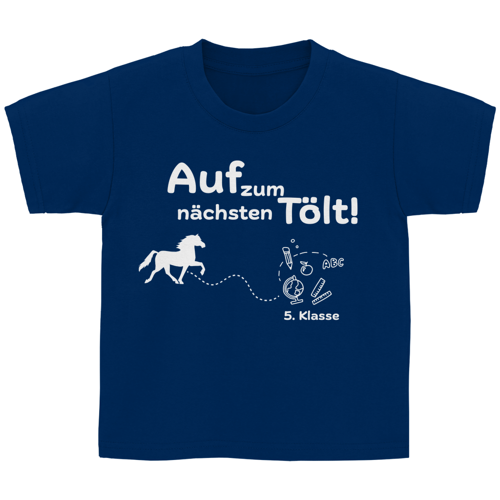 Kinder T-Shirt zur Umschulung Islandpferde - NÄCHSTER TÖLT 5.Klasse