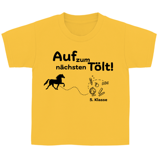 Kinder T-Shirt zur Umschulung Islandpferde - NÄCHSTER TÖLT 5.Klasse