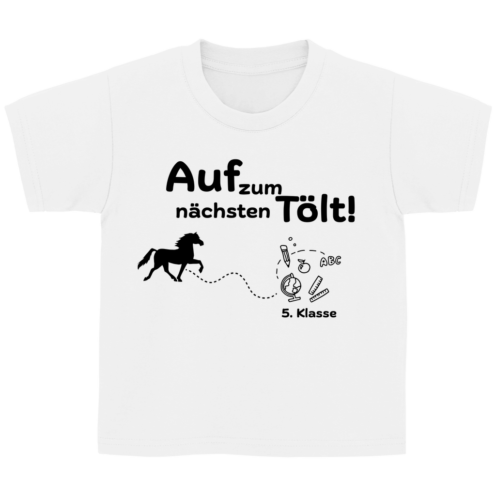 Kinder T-Shirt zur Umschulung Islandpferde - NÄCHSTER TÖLT 5.Klasse