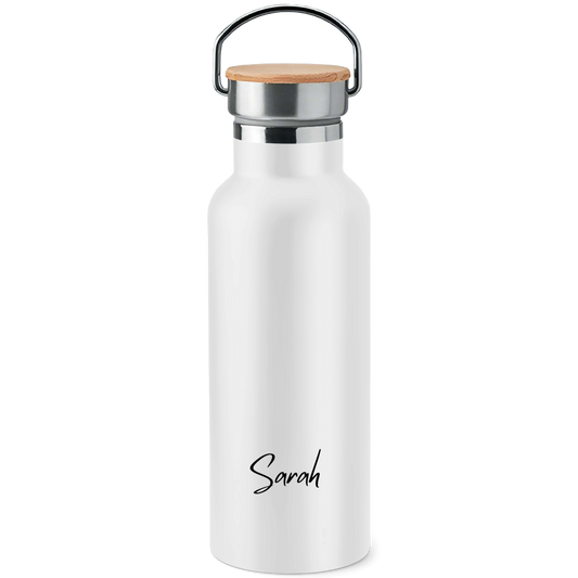 Edelstahl-Trinkflasche mit Bambusdeckel Tölt, Eat, Sleep, Repeat