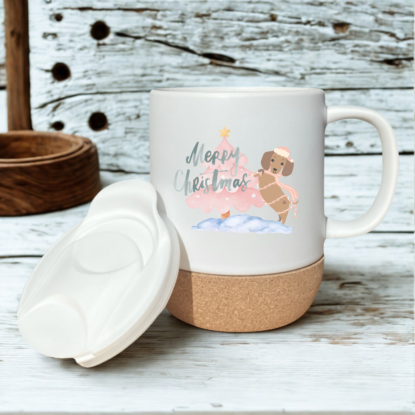 Dackel-Liebe Weihnachtsbaum Korktasse