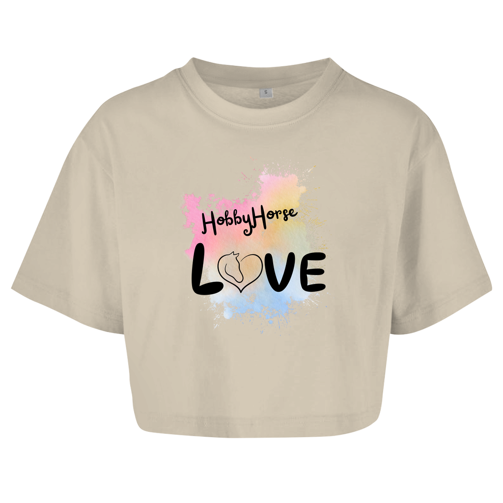 Damen Oversize Crop Top Hobby Horse LOVE
