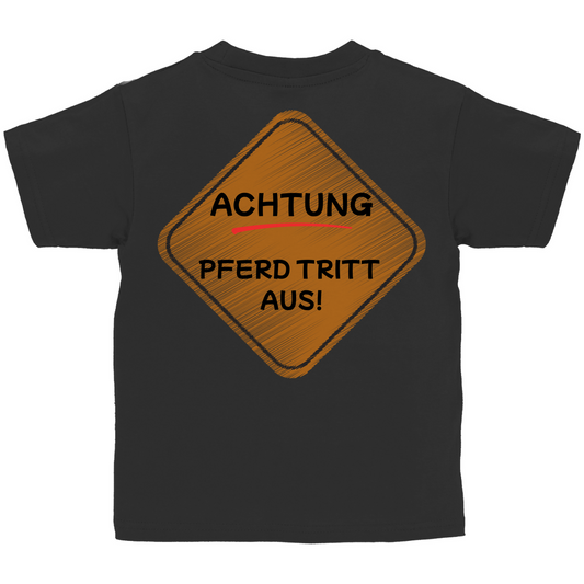 Hobby Horse / Reiter Kinder T-Shirt "Pferd tritt aus"