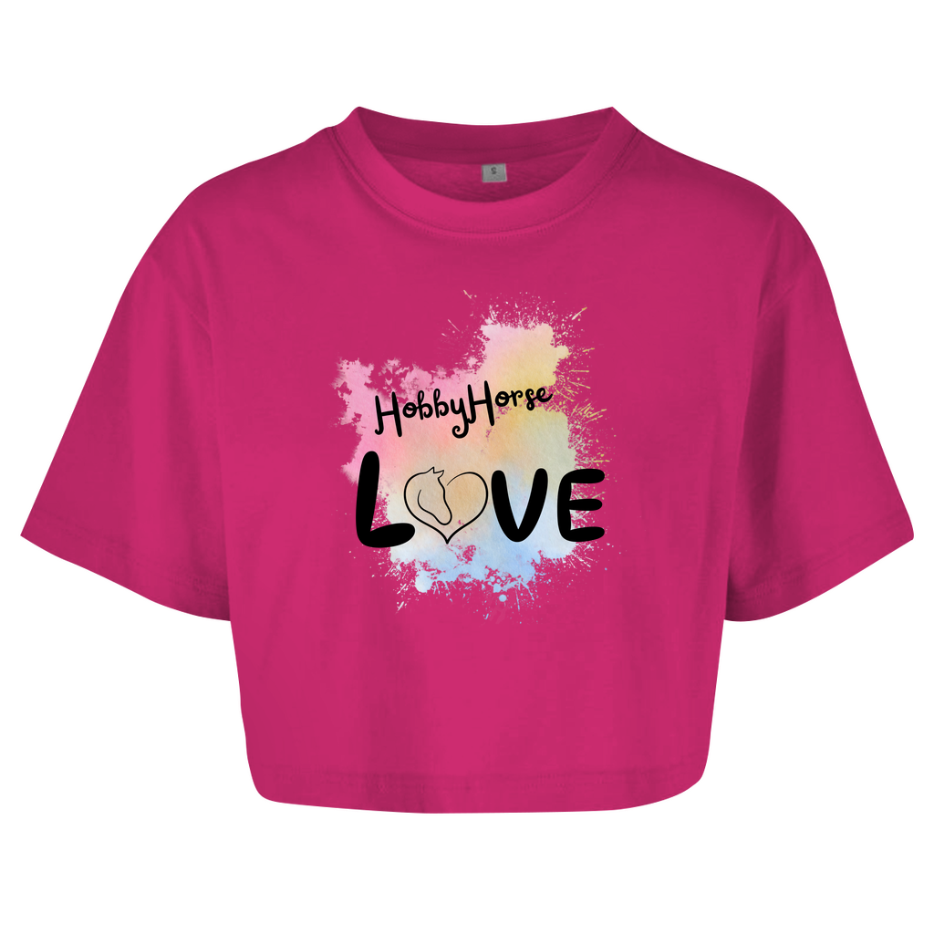 Damen Oversize Crop Top Hobby Horse LOVE