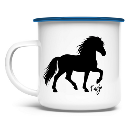 Emaille Tasse Islandpferde TÖLT (personalisierbar)