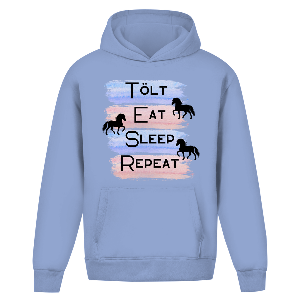 Oversize Islandpferde Hoodie ohne Kordel - Tölt, Eat, Sleep, Repeat