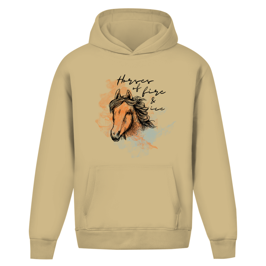 Oversize Hoodie ohne Kordel - Islandpferd FIRE & ICE