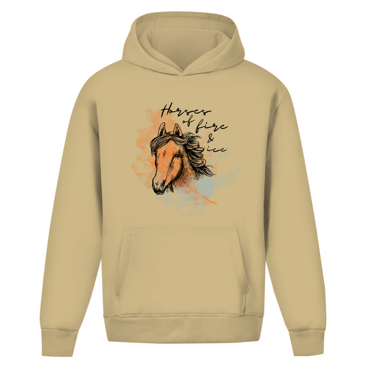 Oversize Hoodie ohne Kordel - Islandpferd FIRE & ICE