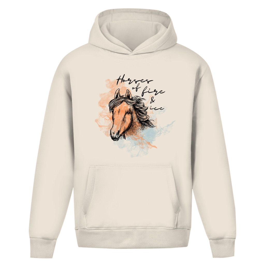 Oversize Hoodie ohne Kordel - Islandpferd FIRE & ICE