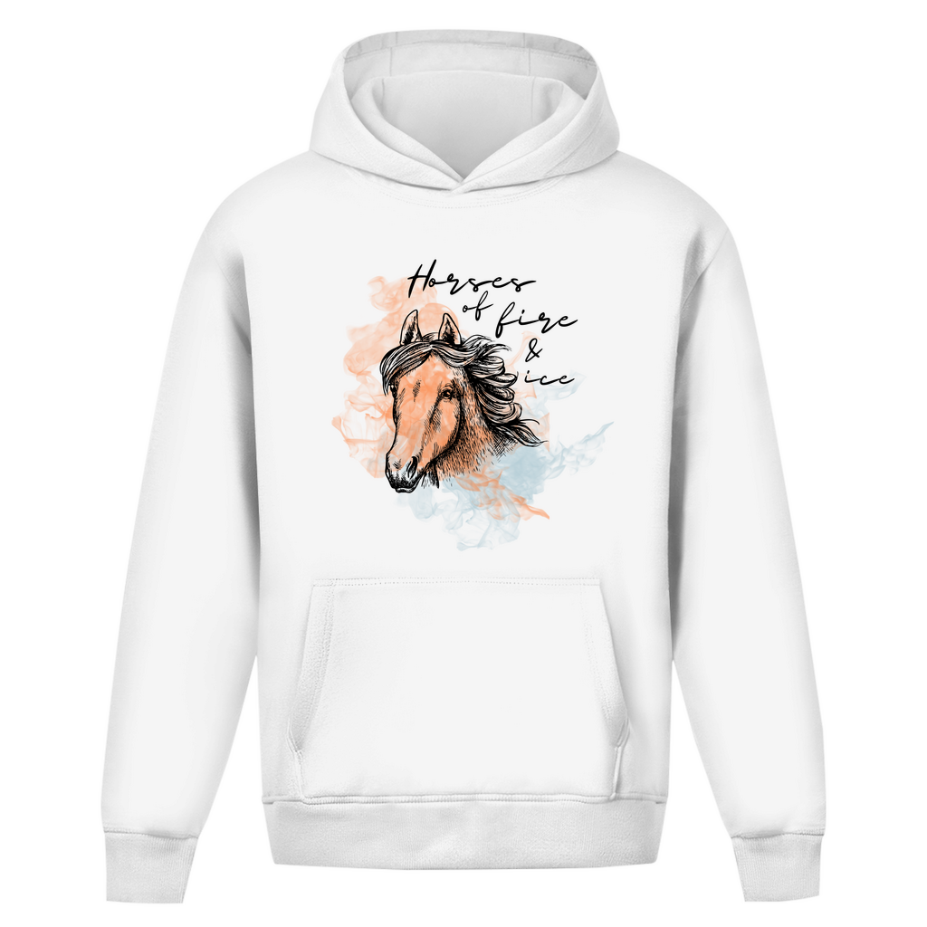 Oversize Hoodie ohne Kordel - Islandpferd FIRE & ICE