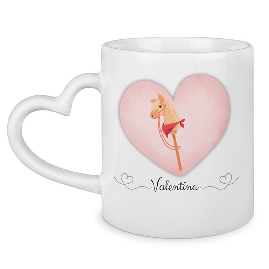Tasse mit Herzhenkel Hobby Horse HERZ (personalisierbar)