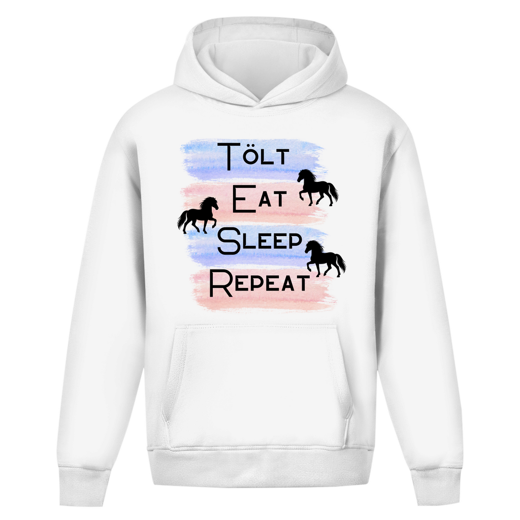 Oversize Islandpferde Hoodie ohne Kordel - Tölt, Eat, Sleep, Repeat