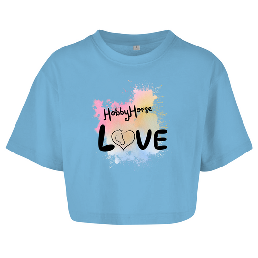 Damen Oversize Crop Top Hobby Horse LOVE