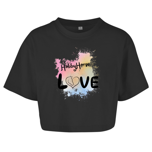 Damen Oversize Crop Top Hobby Horse LOVE