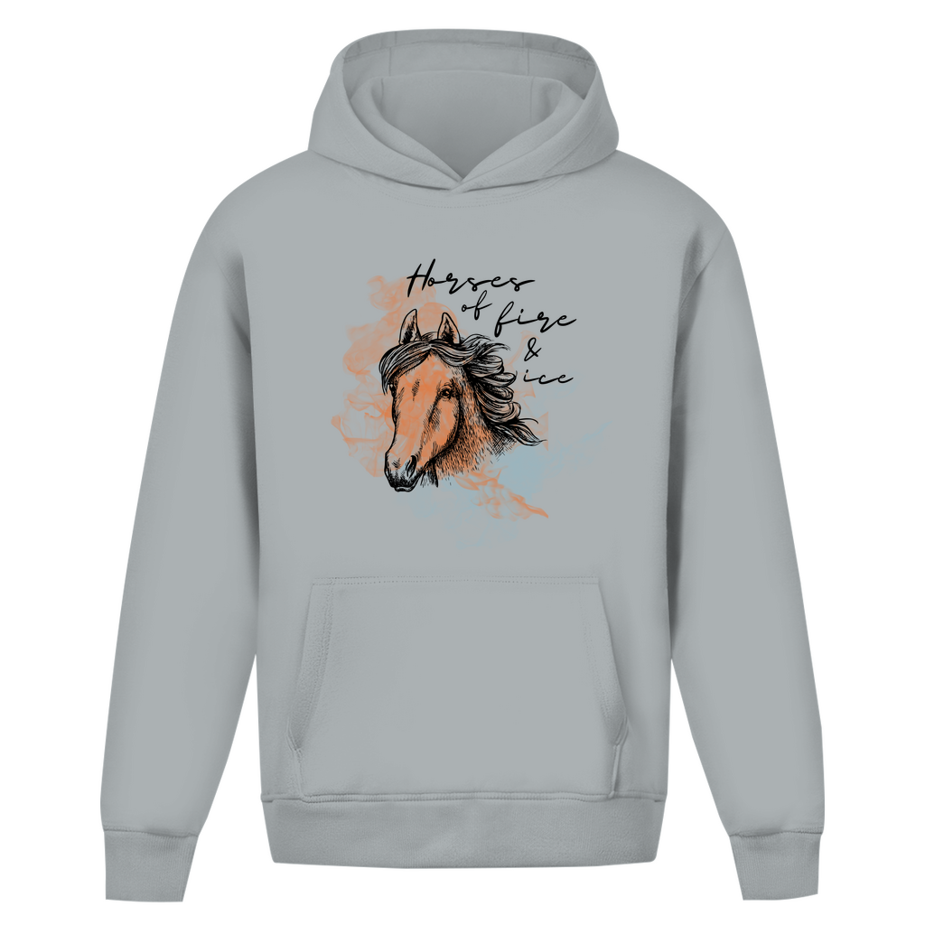 Oversize Hoodie ohne Kordel - Islandpferd FIRE & ICE