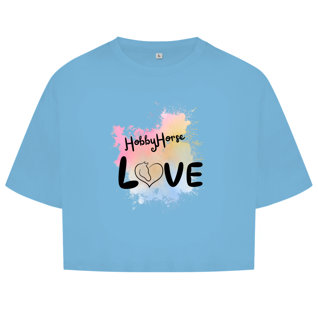 Damen Oversize Crop Top Hobby Horse LOVE