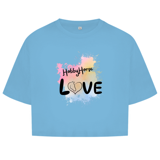 Damen Oversize Crop Top Hobby Horse LOVE