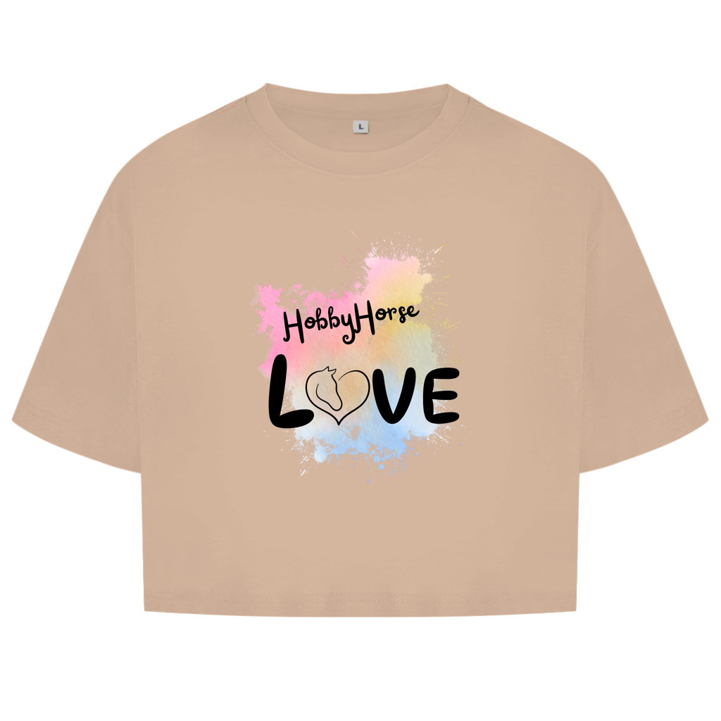 Damen Oversize Crop Top Hobby Horse LOVE