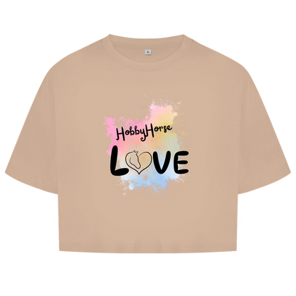 Damen Oversize Crop Top Hobby Horse LOVE
