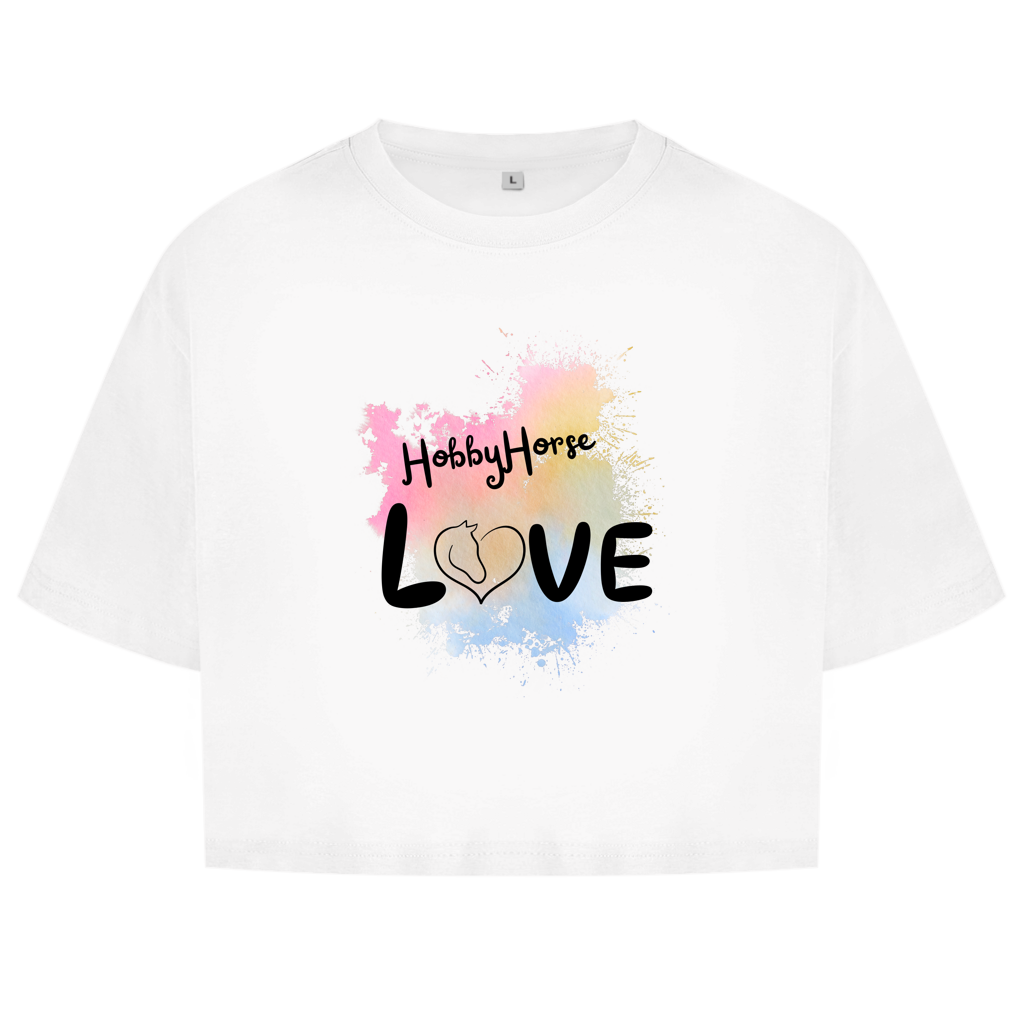 Damen Oversize Crop Top Hobby Horse LOVE