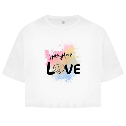 Damen Oversize Crop Top Hobby Horse LOVE