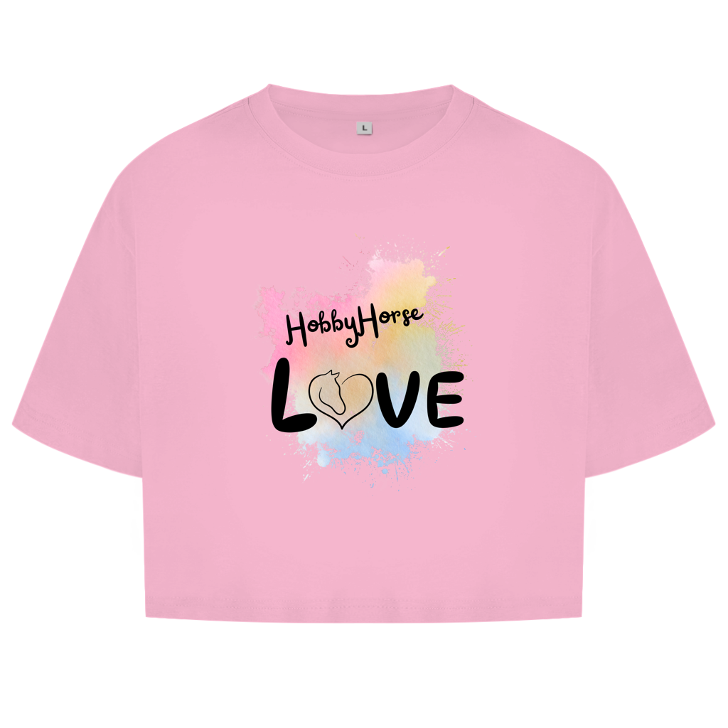 Damen Oversize Crop Top Hobby Horse LOVE