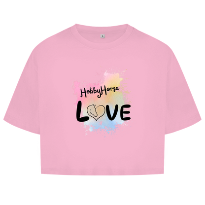Damen Oversize Crop Top Hobby Horse LOVE
