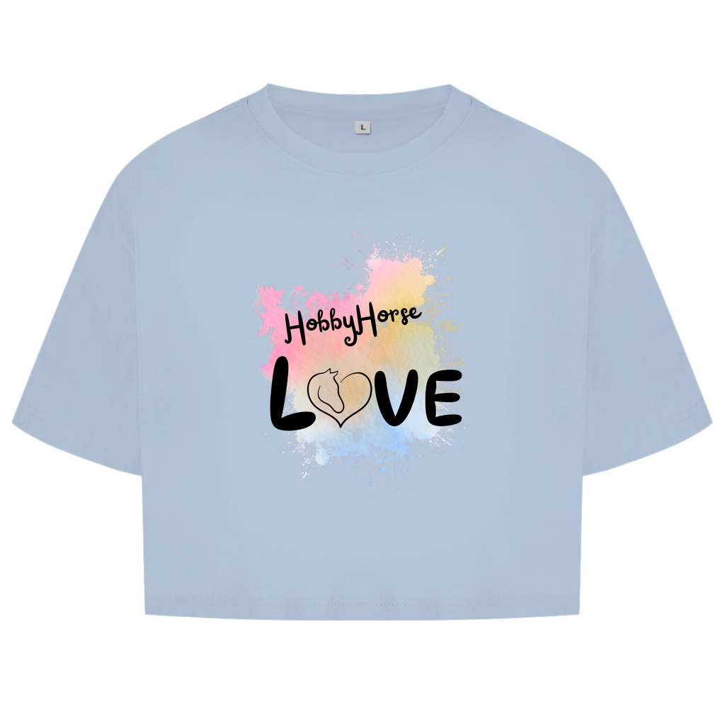 Damen Oversize Crop Top Hobby Horse LOVE