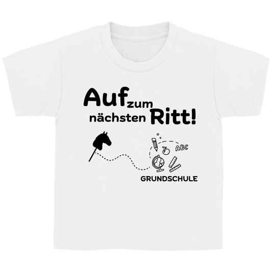 Kinder T-Shirt Hobby Horsing zur Einschulung - Nächster Ritt Grundschule