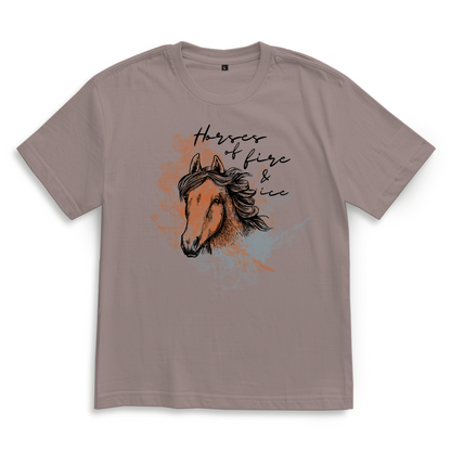Islandpferde Oversize T-Shirt FIRE & ICE