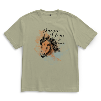 Islandpferde Oversize T-Shirt FIRE & ICE