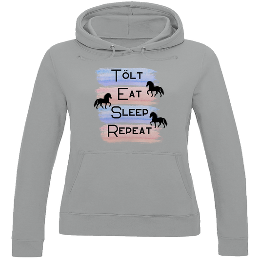 Islandpferde Damen Hoodie - Islandpferde Tölt, Eat, Sleep, Repeat