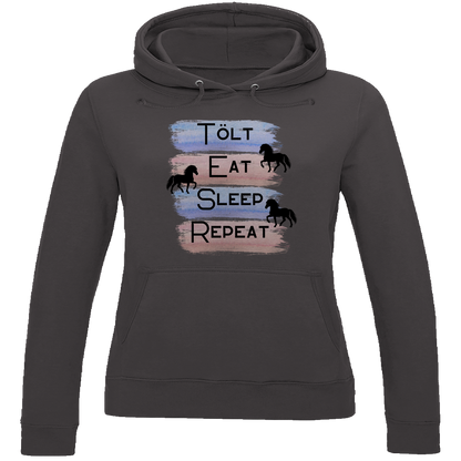 Islandpferde Damen Hoodie - Islandpferde Tölt, Eat, Sleep, Repeat