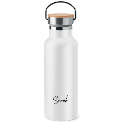 Edelstahl-Trinkflasche mit Bambusdeckel Tölt, Eat, Sleep, Repeat