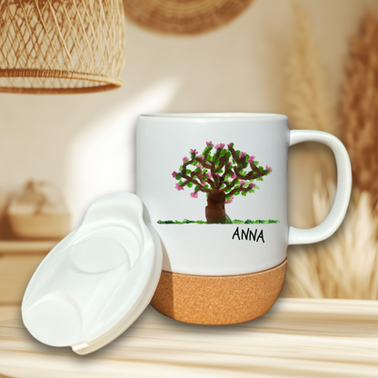 Korktasse mit Deckel - eigenes Bild hochladen - kostenlose Designanfrage