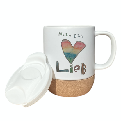 Korktasse mit Deckel - eigenes Bild hochladen - kostenlose Designanfrage
