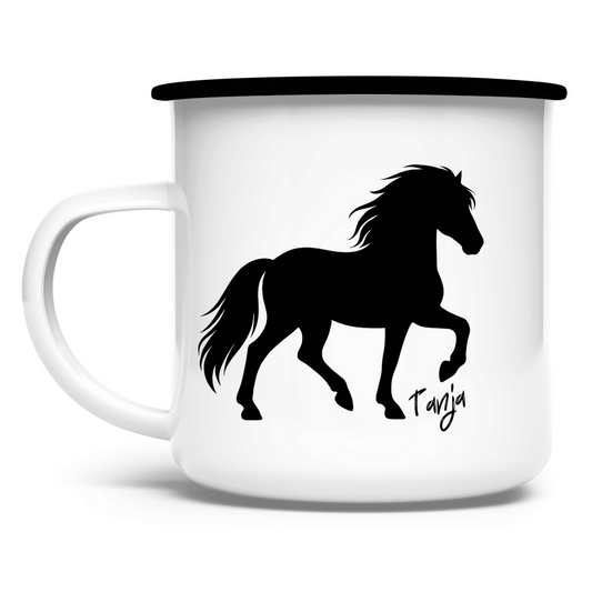Emaille Tasse Islandpferde TÖLT (personalisierbar)