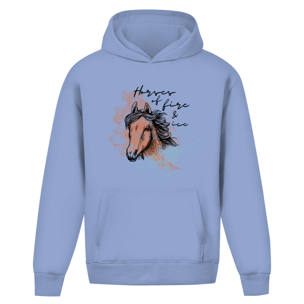 Oversize Hoodie ohne Kordel - Islandpferd FIRE & ICE