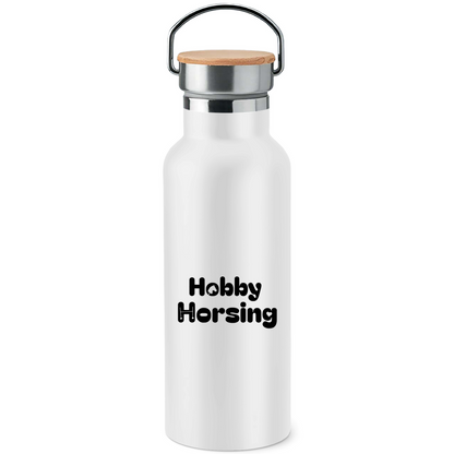 Edelstahl-Trinkflasche mit Bambusdeckel Hobby Horse Cutout