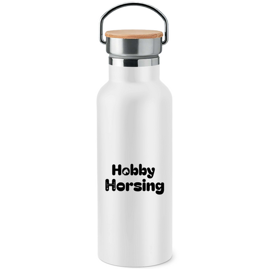 Edelstahl-Trinkflasche mit Bambusdeckel Hobby Horse Cutout